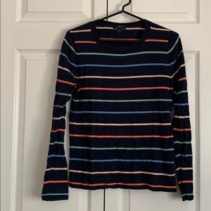 J Crew Navy Sweater Colorful Stripes